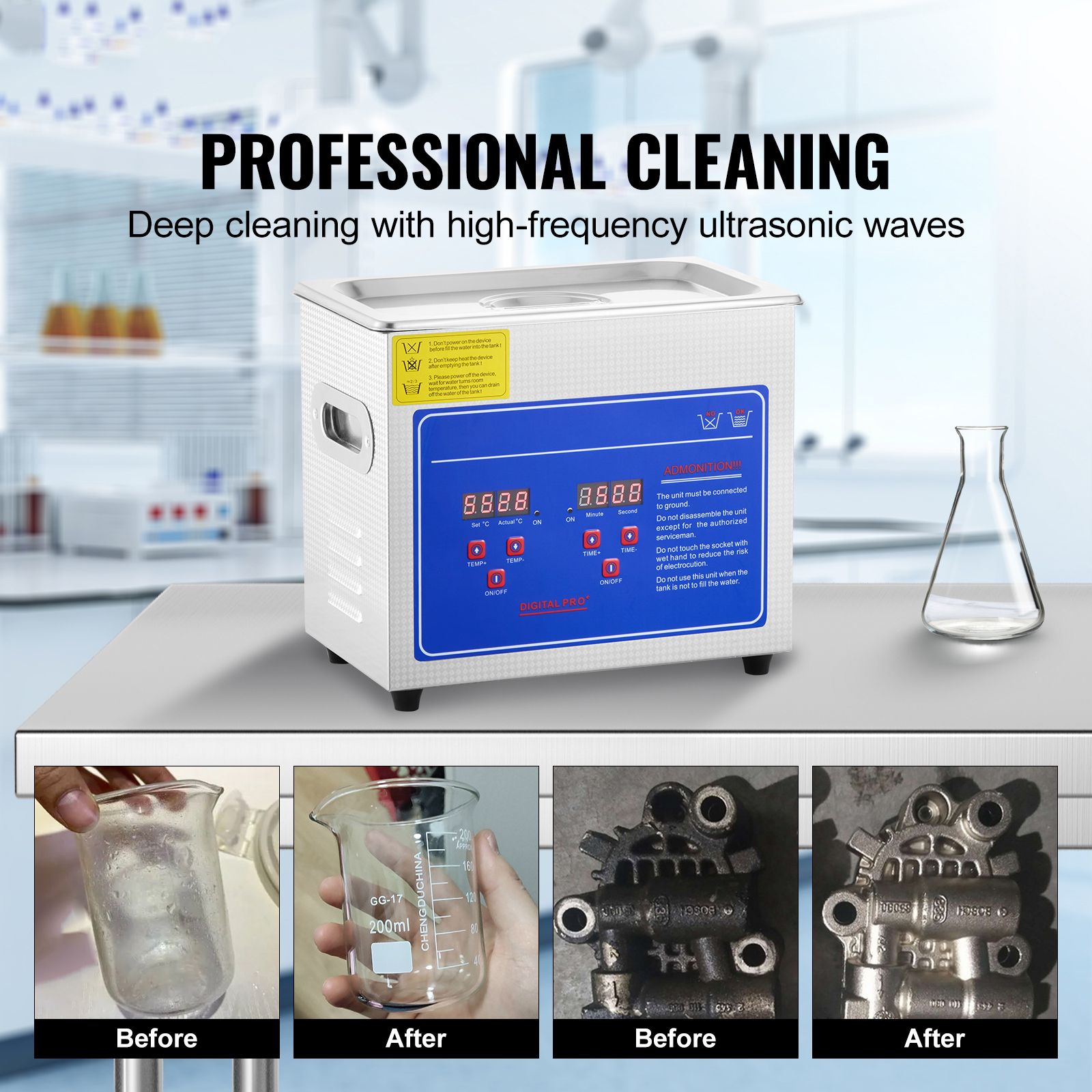 Ultrasonic Jewelry Cleaner Digital Timer - Ultrasonic Cleaner with Digital Timer &