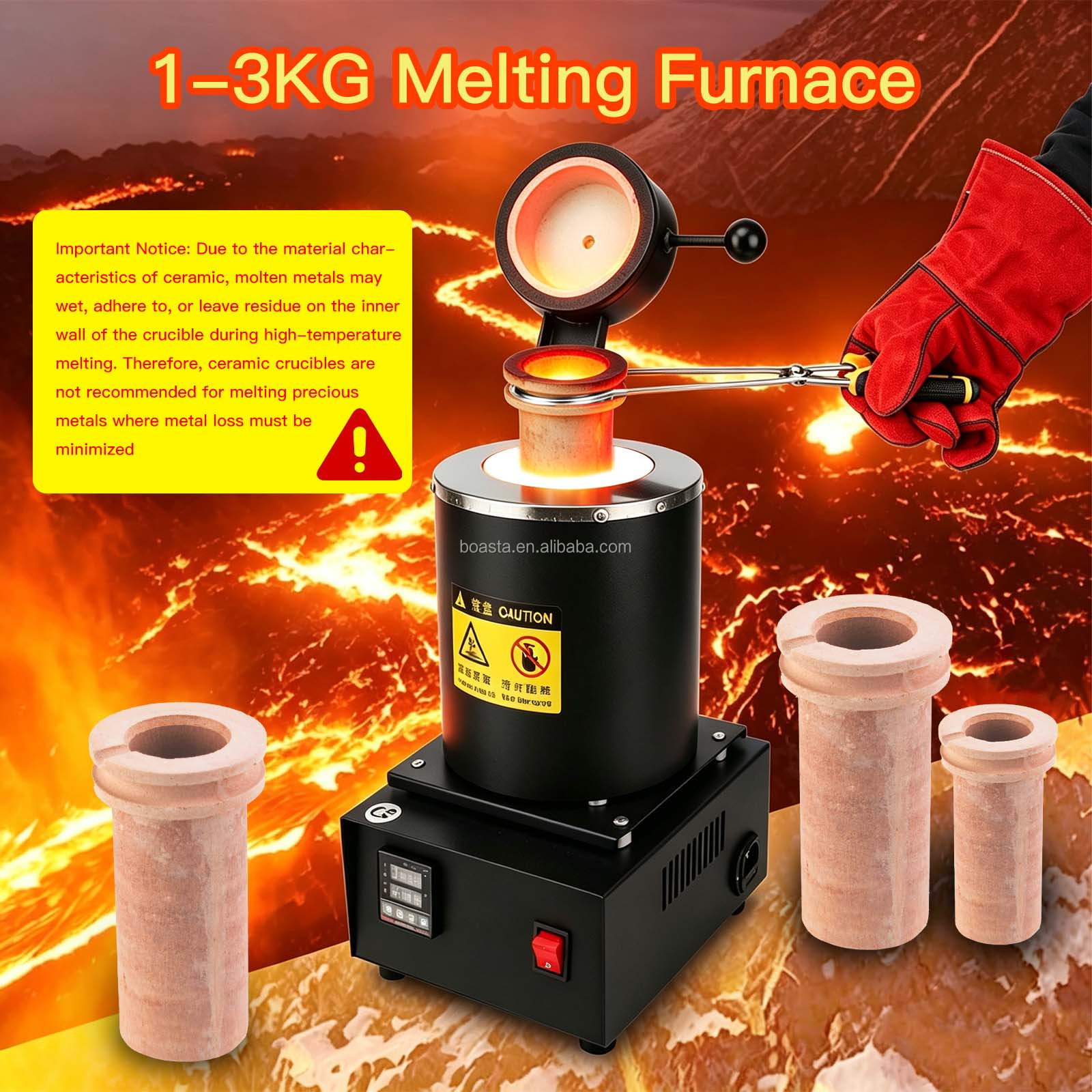 Boasta 1KG 2KG 3KG Digital Met - Gold Melting Furnace Crucible 2Kg review and price