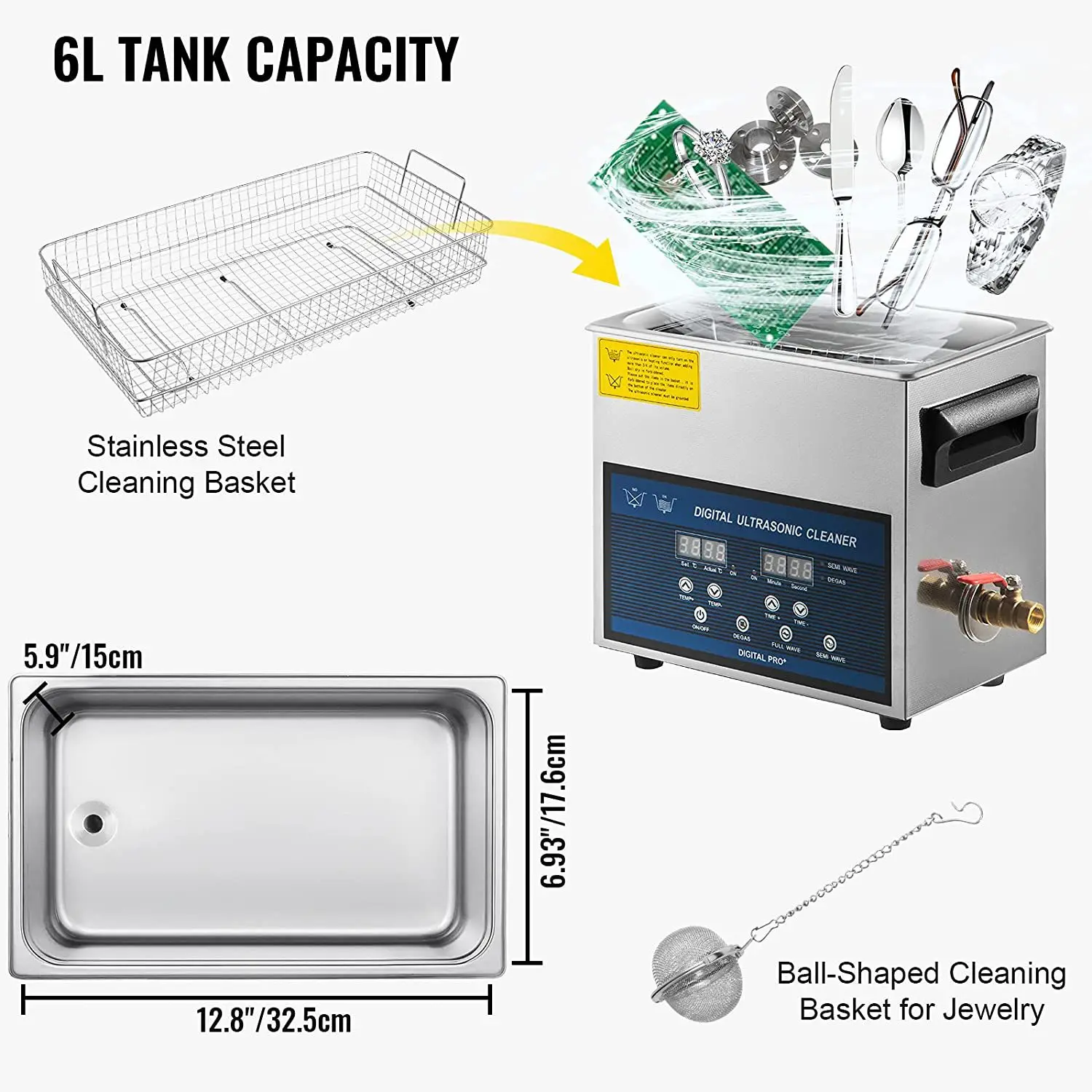 6L Professional Ultrasonic Cle - Ultrasonic Jewelry Cleaner Digital Timer review and price