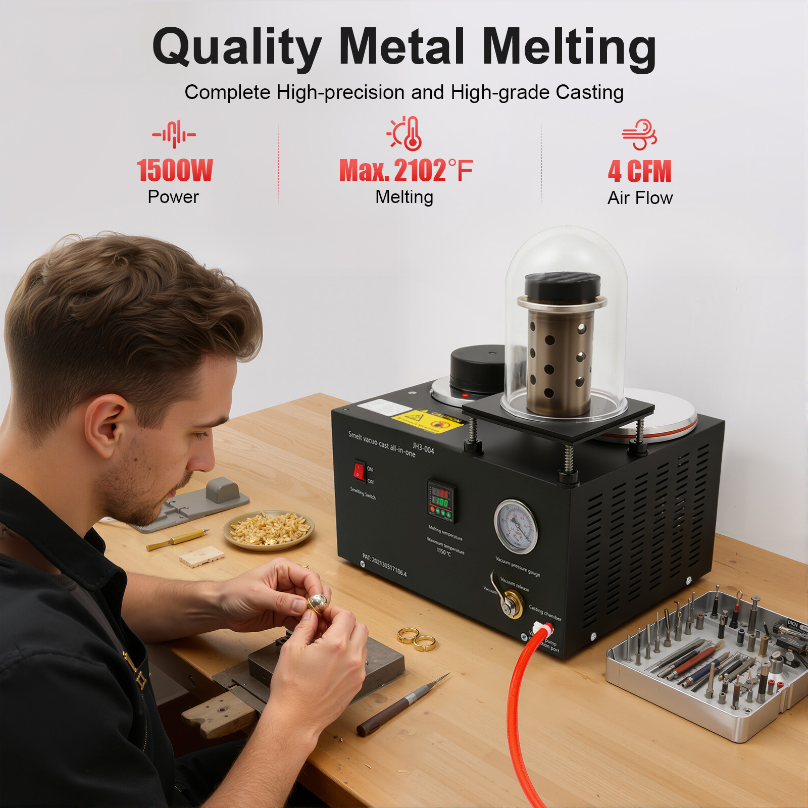 Vacuum Casting Machine 1500W,  - Gold Melting Furnace Crucible 2Kg review and price